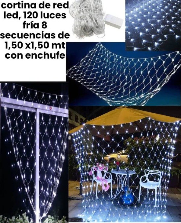 Producto - Cortina de red luces led 1,50 x1,50 con enchufe