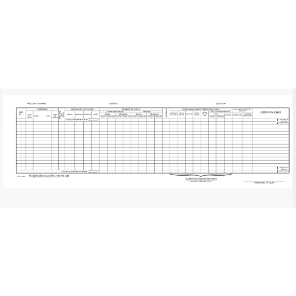 Producto - Pack 100 Hojas de Vuelo