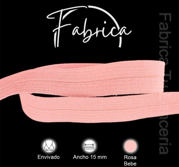 Producto - Envivado o Elástico Partido Rosa Bebé 15mm (1 metro)