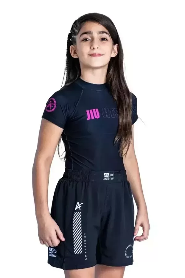 Producto - Rashguard manga corta Infantil Pink All Black - A4F - 0