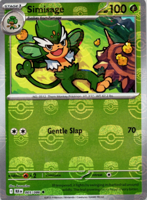 Producto - Simisage (Master Ball Pattern) - 005/086 - Black Bolt - Holo