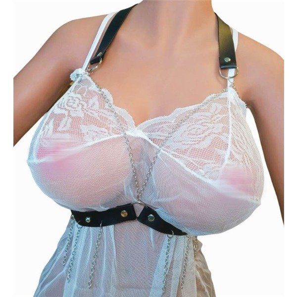 Producto - Corpiño Sexy Chain Negro - Eco Cuero