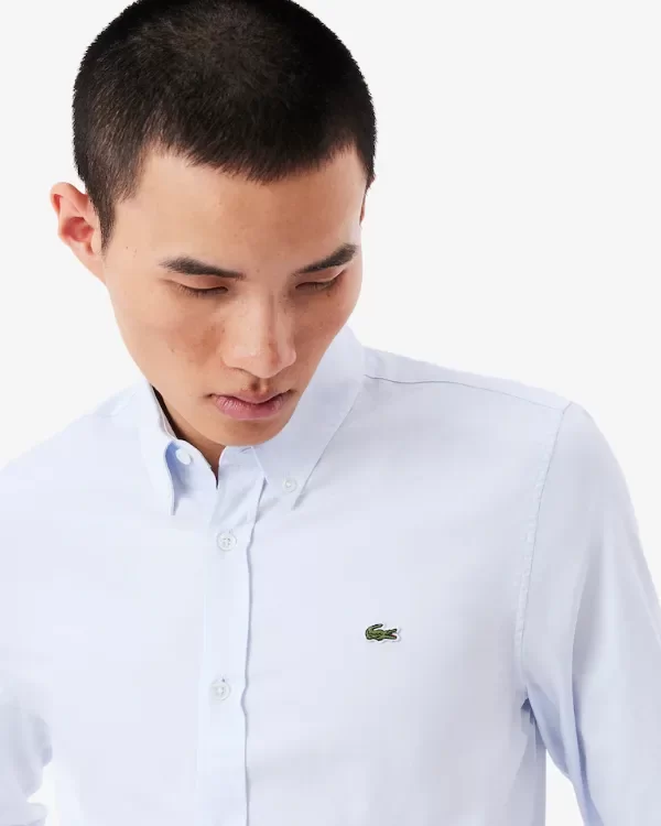 Producto - Camisa lacoste De Algodón Supima Al Cuerpo celeste claro