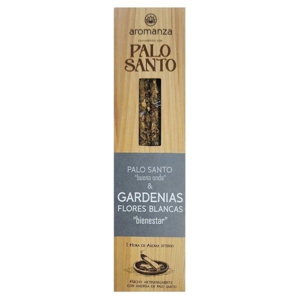 Producto - Sahumerio PALO SANTO Buena Onda GARDENIAS FLORES BLANCAS x 8 uni AROMANZA
