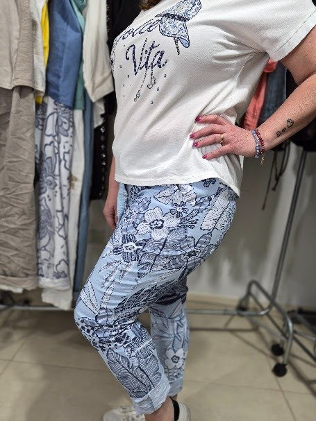 Producto - Babucha Moda Italiana Elastizada Azul y Celeste Tendencia abarca 42 al 48 - 2