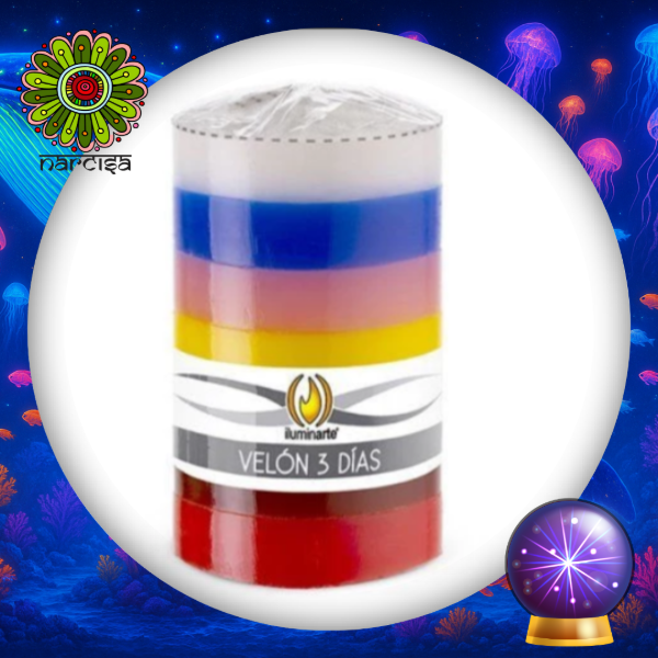 Producto - Velón 3 dias 7 colores Iluminarte