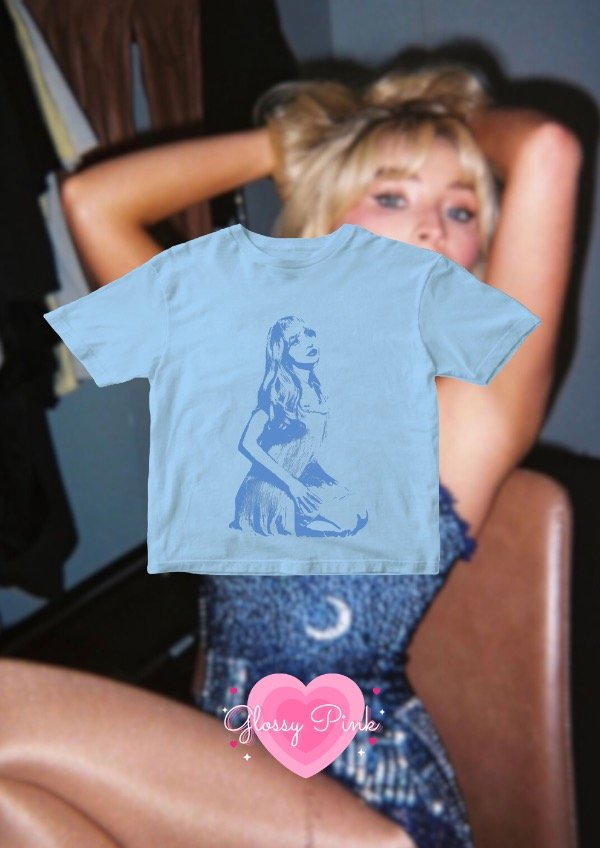 Producto - Baby Tee celeste Sabrina silueta azul - DTF