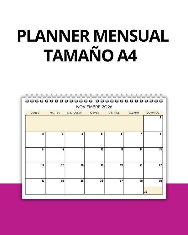 Producto - Planner mensual 2026 A4