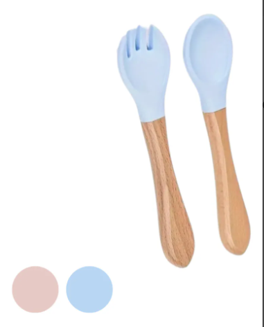 Producto - Set de Cubiertos de Silicona y Bamboo