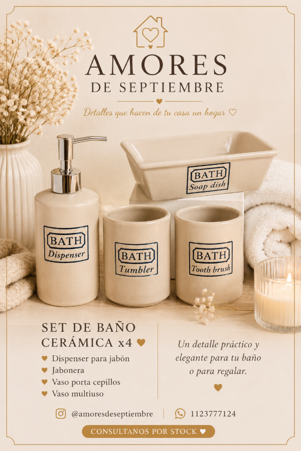 Producto - Set de baño de cerámica estilo cálido