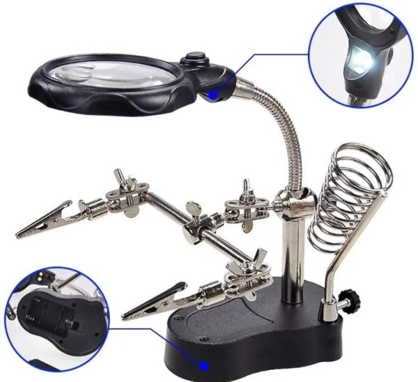 Producto - Soporte Lupa con Pinzas Articuladas y Luz Led