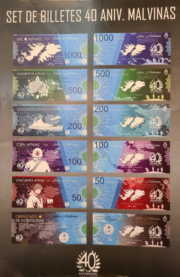 Producto - Argentina - 40 Aniversario de la Gesta de Malvinas (6 Billetes)