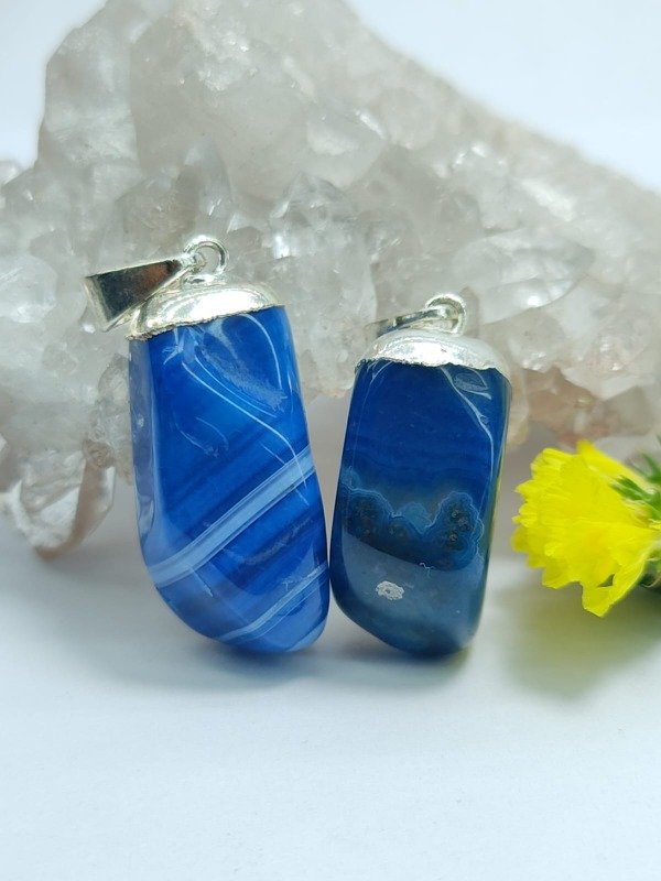 Producto - Dije de Piedra Agata Azul Baño en Plata
