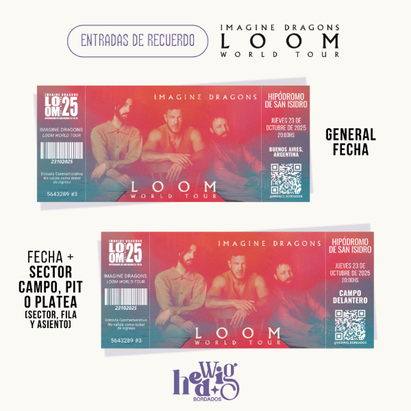 Producto - Entradas de recuerdo 14x6 - IMAGINE DRAGONS Loom World Tour