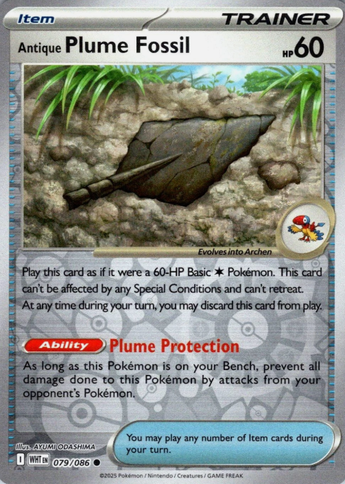 Producto - Antique Plume Fossil - 079/086 - White Flare - Reverse Holo