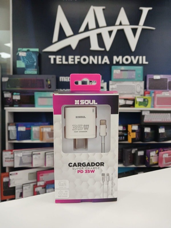 Producto - Cargador Viajero FC PD 35W GaN Cable Type-C a Lightning Soul CVJ-PD35L