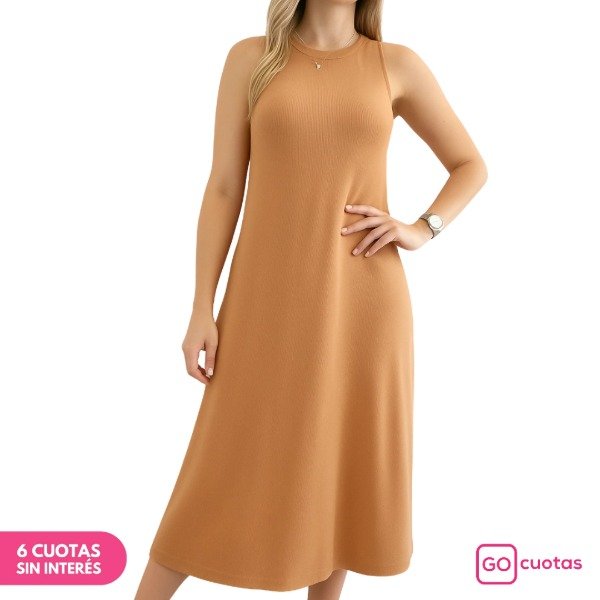 Producto - Vestido musculosa morley Premium con bolsillo Camel