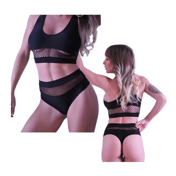 Producto - Conjunto top y culotte con cintura de red