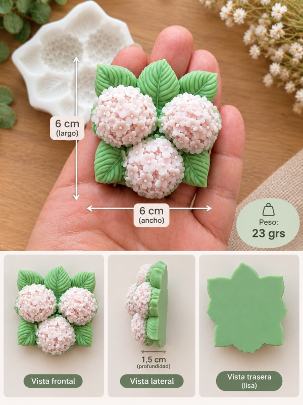 Producto - Molde silicona bouquet hortensias más hojas - 1
