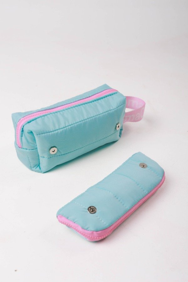 Producto - Cartuchera porta objetos 2 en 1 DORIS POP celeste con rosa