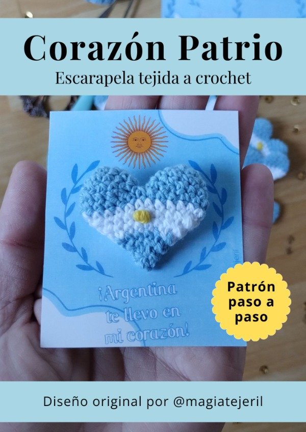 Producto - Patrón corazón patrio a crochet (PDF descargable paso a paso)