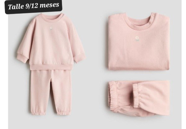 Producto - Conjunto buzo y pantalon con friza HyM talle 9/12 meses rosa