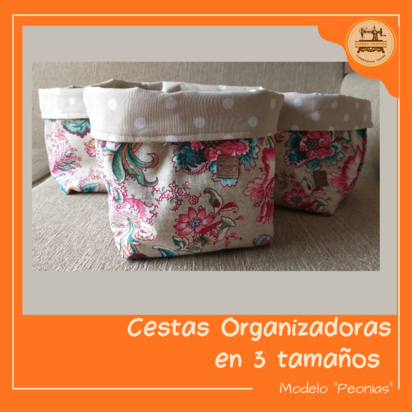 Producto - Cestos organizadores "Peonias" x 3