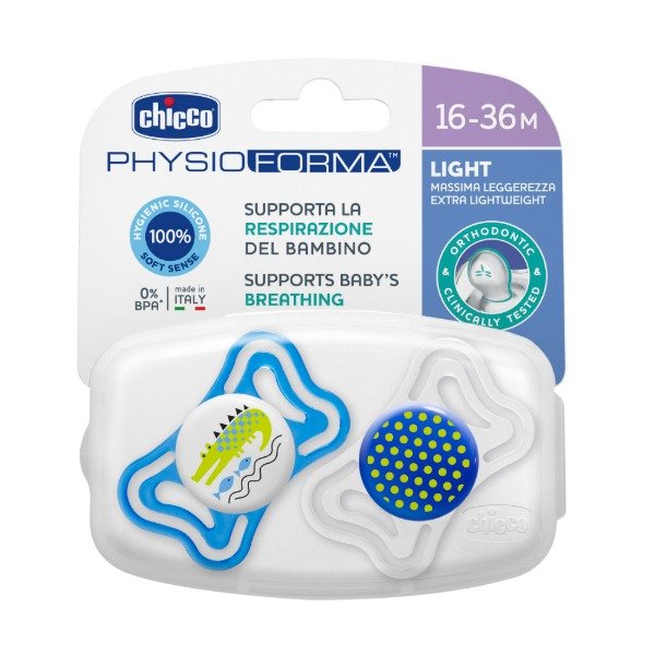 Producto - Chupetes CHICCO Physio Forma Light por 2 unidades CHICCO celeste. 16-36m.