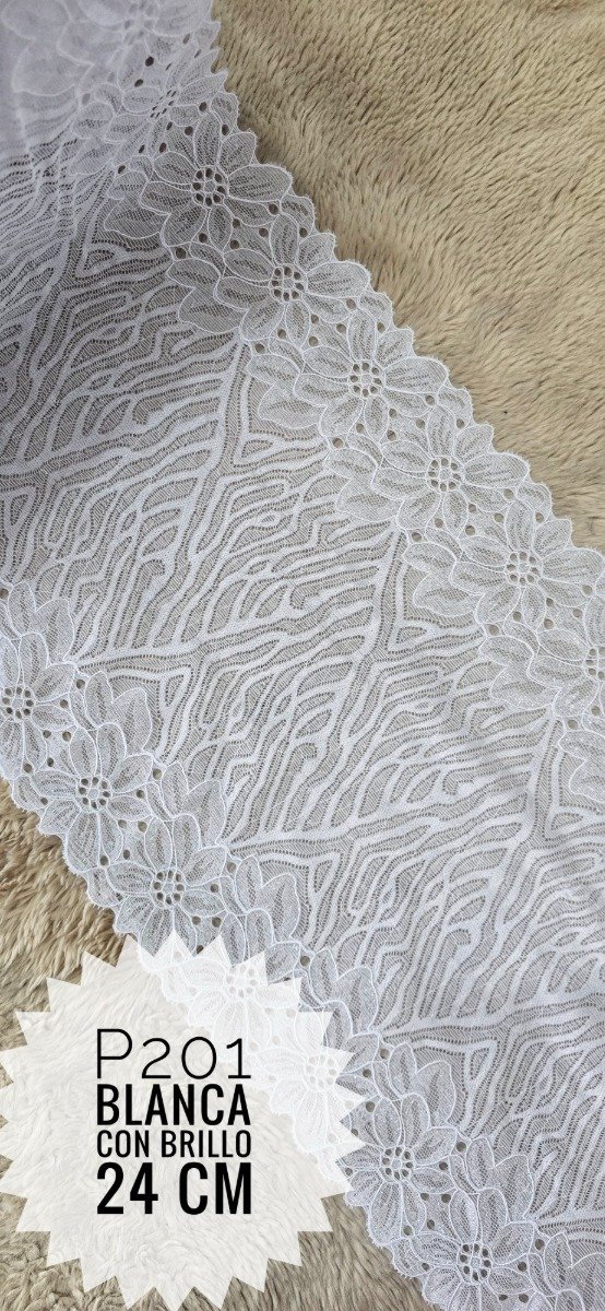 Producto - P210 PUNTILLA BLANCA CON BRILLO  24 cm