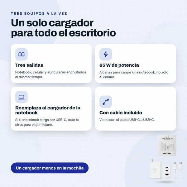 Producto - Cargador Samsung 65W 3 Entradas C Cable - 3