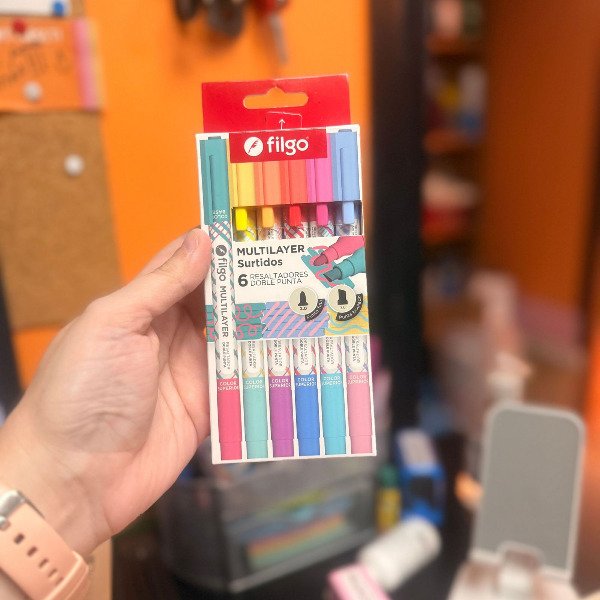 Producto - Resaltadores Filgo Multilayer doble punta x6