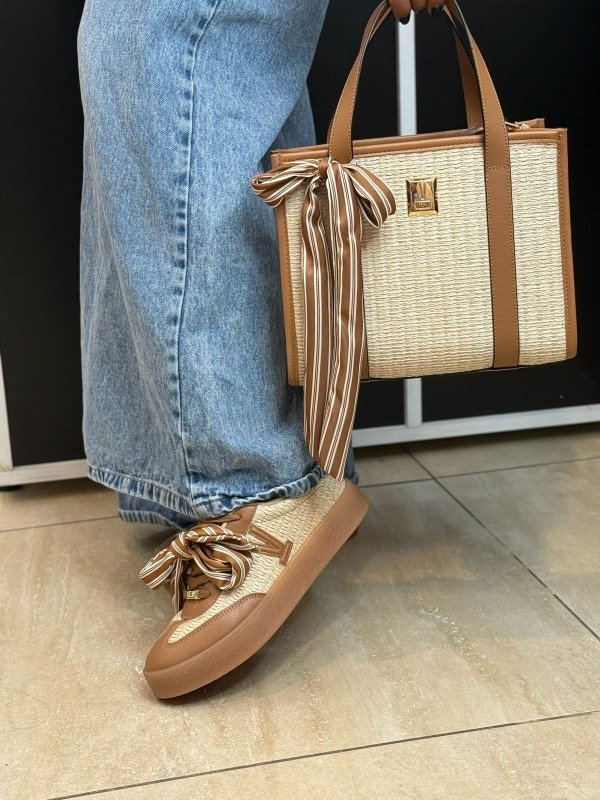 Producto - Cartera vizzano rafia camel
