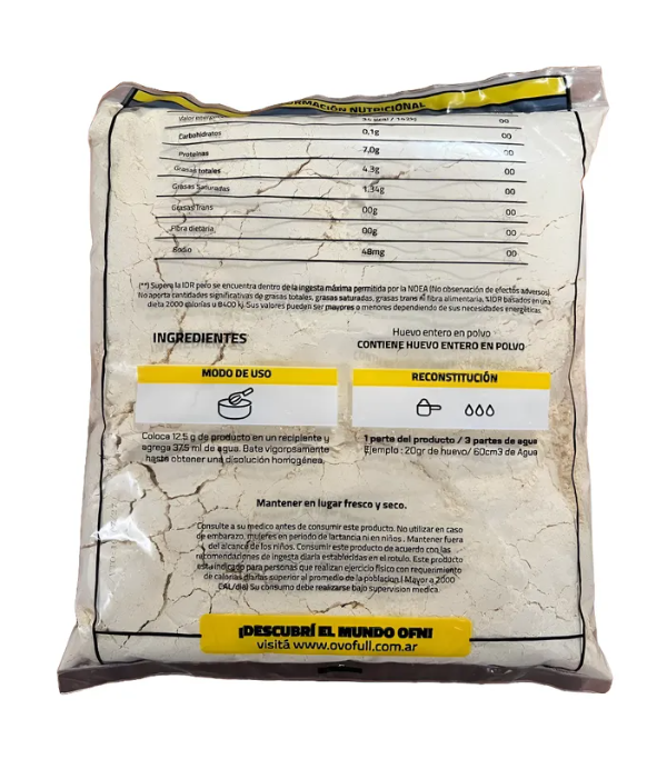 Producto - Huevo entero en polvo 1 Kg (80 Huevos) Ovofull - 1