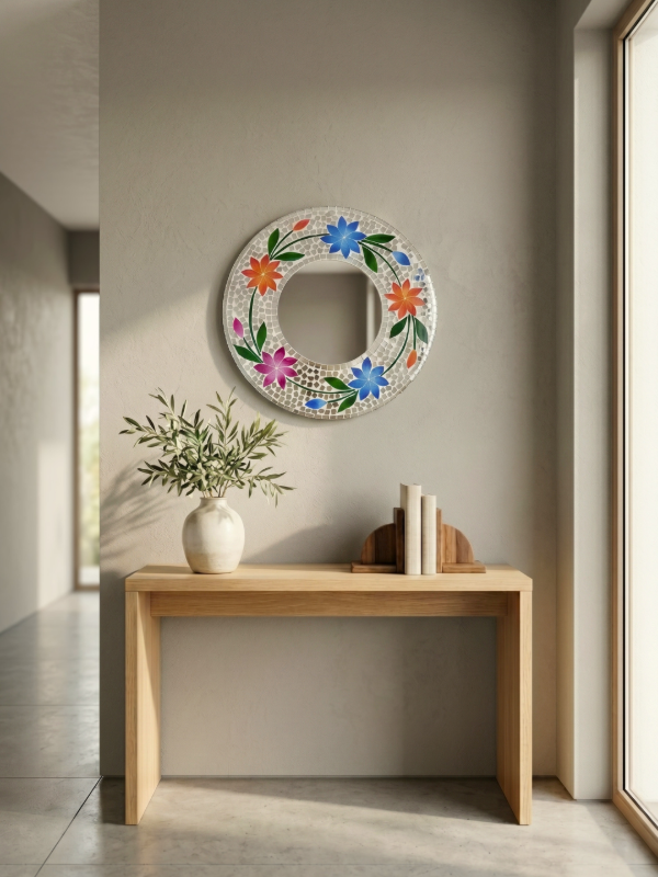 Producto - Espejo Venecita Flores 40cm