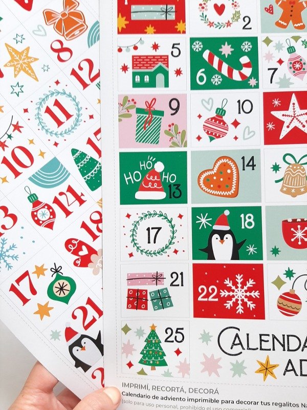 Producto - CALENDARIO DE ADVIENTO IMPRIMIBLE (navideño)