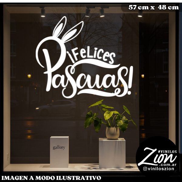 Producto - Vinilo decorativo para vidriera de Felices Pascuas Orejas