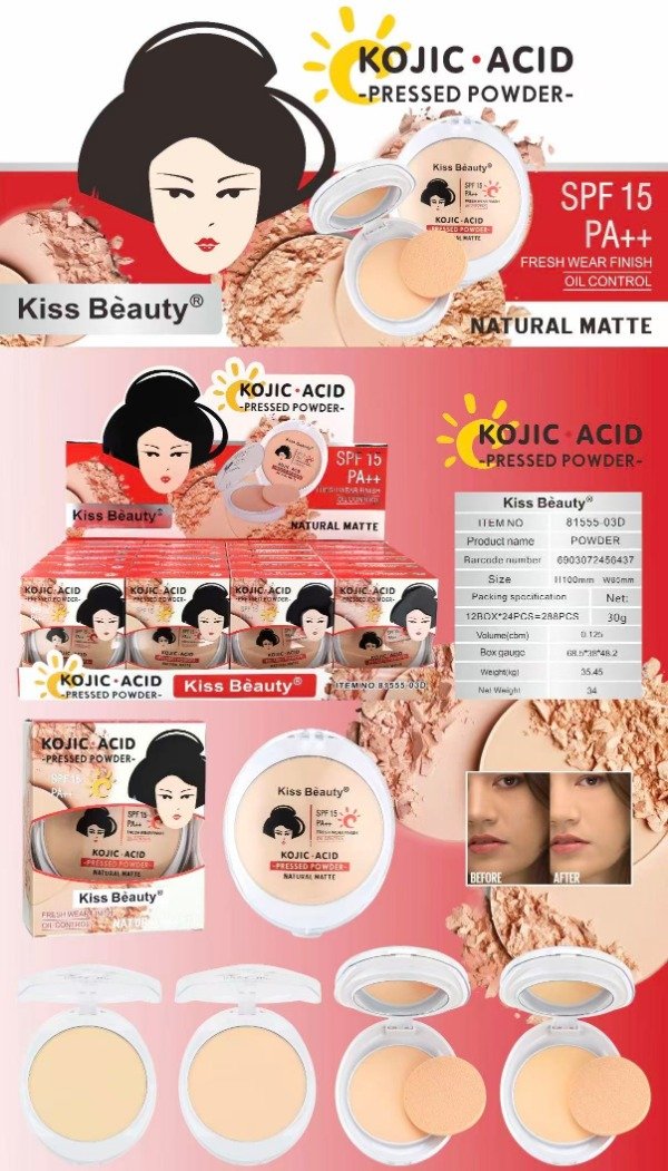 Producto - polvo compacto con acido kojico kiss beauty KA81555