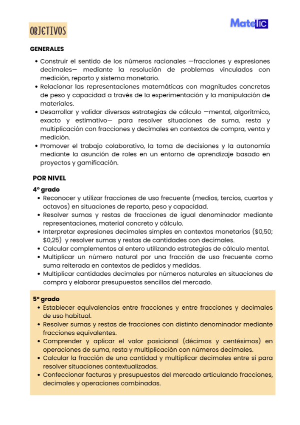 Producto - Operaciones con Fracciones y Decimales 5to - Matetic - 2