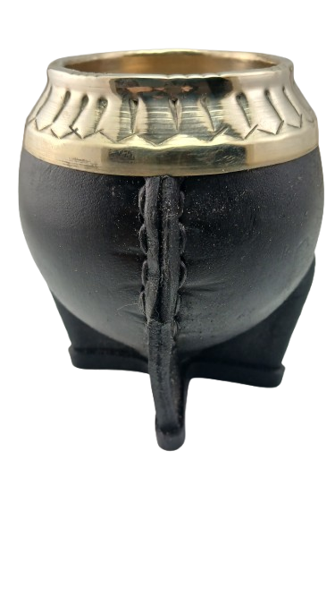 Producto - Mate Torpedo de Calabaza con Cuero Vacuno y Virola de Alpaca Cincelada