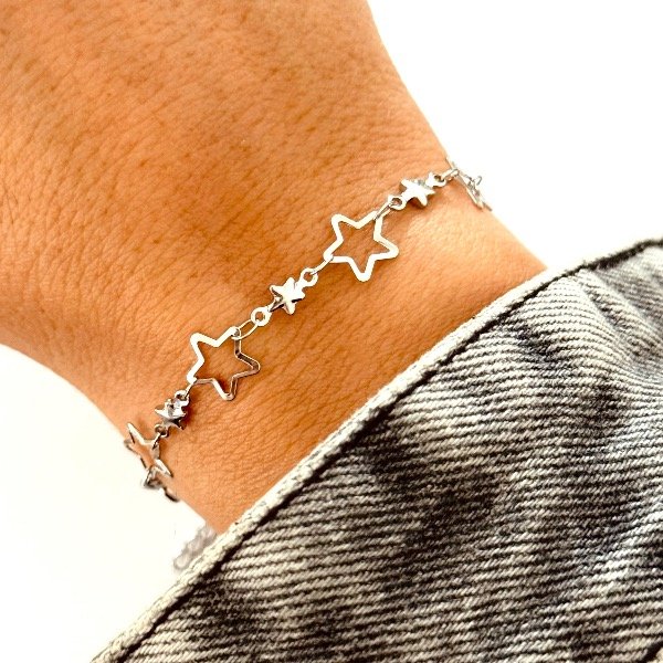 Producto - Pulsera de acero quirúrgico - Estrellas - Estrellas caladas
