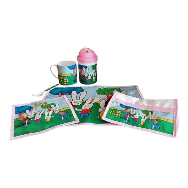 Producto - Set De Jardín Conejo Simón Rosa Personalizado con Nombre