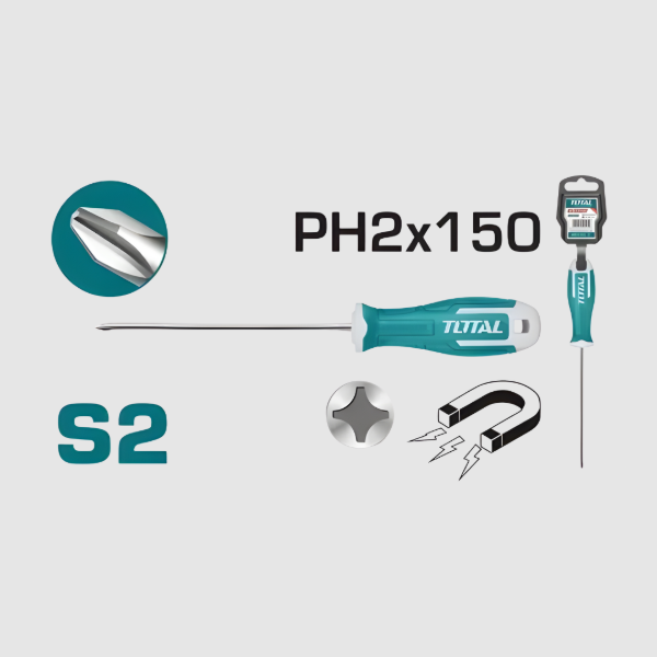 Producto - Destornillador Cruz S2 Ph2 150mm Total Tht26ph2150