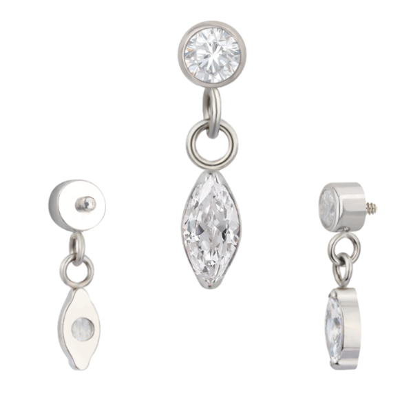 Producto - labret cz con marquise colgante