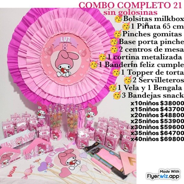 Producto - Combo completo 21 sin golosinas My melody