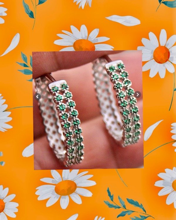 Producto - Aros de plata 925 argolla c/zirconio Verde