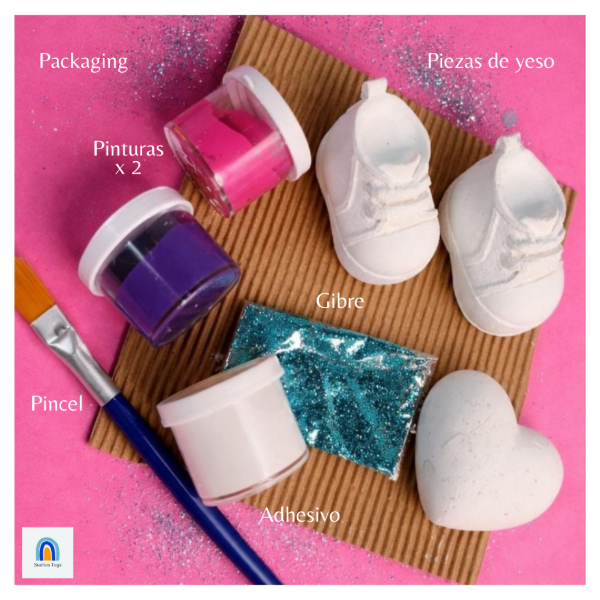 Producto - Souvenir mini kit de arte yeso cerámico Zapatillas (MÍNIMO 10 KITS)