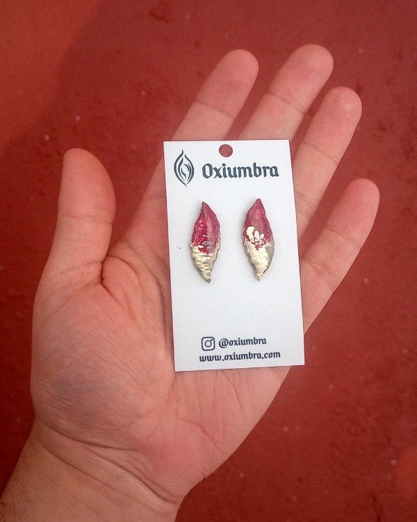 Producto - Aros Hoja Alpaca (Rojo)