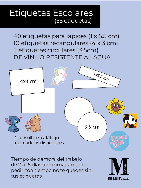 Producto - Etiquetas Escolares de vinilo