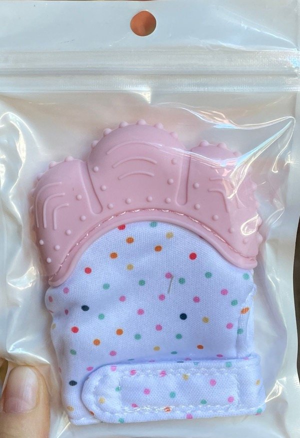 Producto - Guante mordillo masajeador de silicona importado +0M rosa