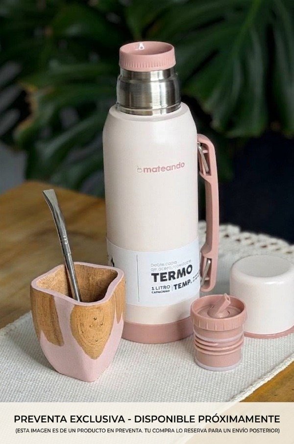 Producto - SET VACA RANCHERO 4.0 ROSE QUARTZ + TERMO MATEANDO 1 L + BOMBILLA - 0